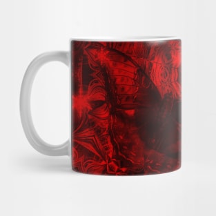 Butterfly and fractal in black and blood red Mug